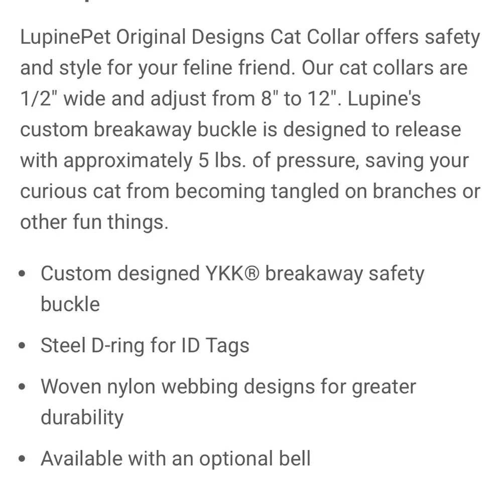NWT Lupine Originals Purple Cat Collar: Rose Garden